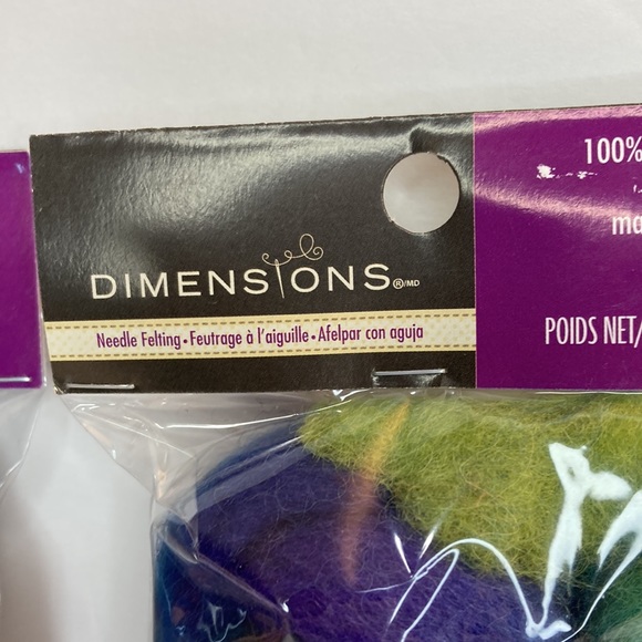 Dimensions FeltWorks Needle Felting Wool Roving Cool Blue Green Purple 3 Packs - Picture 5 of 13